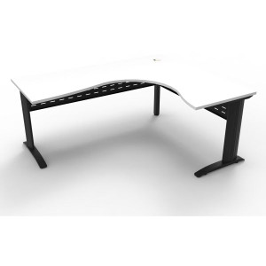 Rapid Span Cockpit Corner Desk 1800Wx1200Wx700mmD White Top Black Steel Frame