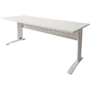 Rapid Span Open Straight Desk 1500Wx700mmD Modesty Panel White Top White Steel Frame