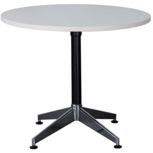 Typhoon Round Meeting Table 900mm Diam White Top Black Stem With Chrome Base