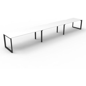 Deluxe Loop Workstation 3 Person No Screen 1500Wx750D White Top Black Single Frame