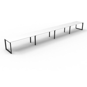 Deluxe Loop Workstation 4 Person No Screen 1200Wx750D White Top Black Single Frame