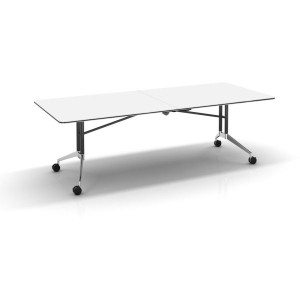 Rapid Edge Folding Boardroom Table 2400Wx1000D With Castors White Top