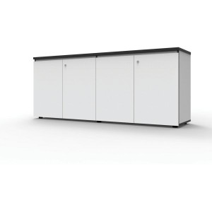 Deluxe Infinity Swing 4 Door Cupboard 730Hx1800Wx450mmD Natural White with Black Edge