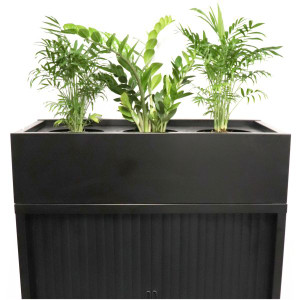 Go Tambour Steel Planter Box 230Hx1200Wx470mmD Suits 200mm Pots Includes Drip Tray Black