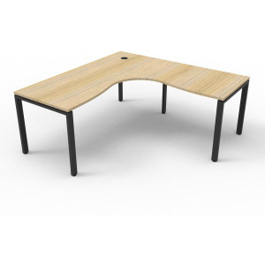 Deluxe Profile Corner Desk 1500Wx1500Wx750D Oak Top Black Frame