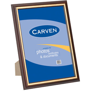 CARVEN CERTIFICATE FRAME REDWOOD WITH GOLD TRIM A4 Redwood With Gold