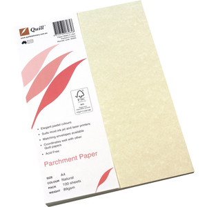 QUILL A4 PARCHMENT PAPER 89gsm Natural, Pk100 100850047