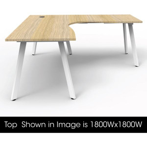 Eternity Corner Desk 1800Wx1500Wx750D Oak Top White Frame