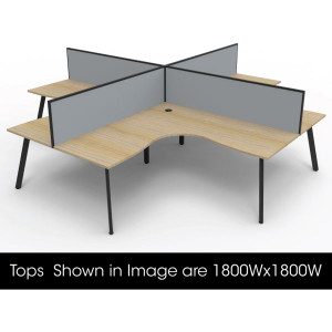 Eternity Corner Workstation 1800Wx1500Wx750D 4 Person Oak Top Black Quad Frame