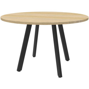 Eternity Round Meeting Table 900mm Diam Top Oak Top Black Base
