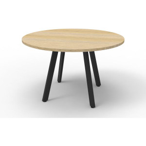 Eternity Round Meeting Table 1200mm Diam Top Oak Top Black Base