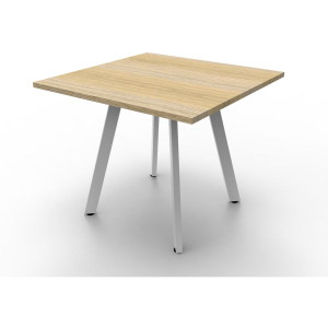 Eternity Square Meeting Table 900Wx900D Top Oak Top White Base