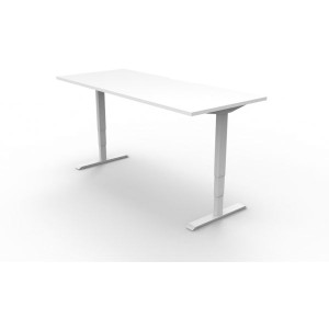 BOOST HEIGHT ADJUSTABLE WORKSTATION 1800 X 750MM NATURAL WHITE TOP / WHITE FRAME