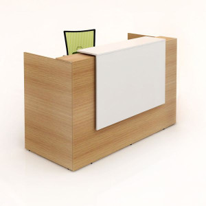 SORRENTO RECEPTION COUNTER 2100 X 840 X 1150MM WHITE/BEECH