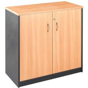 STATIONERY CUPBOARD LOCKABLE 900 (W) X 450 (D) X 720 (H) BEECH / CHARCOAL