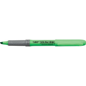 Bic Brite Liner Grip Highlighter Chisel Green Pack of 12