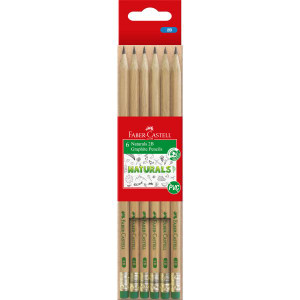 Faber Castell Graphite Pencil Naturals 2B Pack of 6