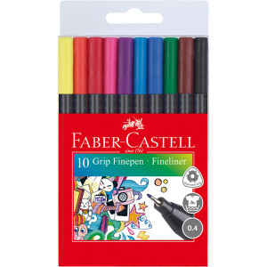 Faber-Castell Grip Finepen 0.4mm Assorted Pack of 10