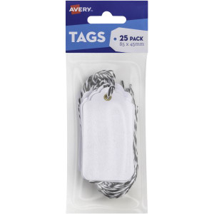 AVERY SCALLOP TAGS 85 x 45mm White Pack of 25