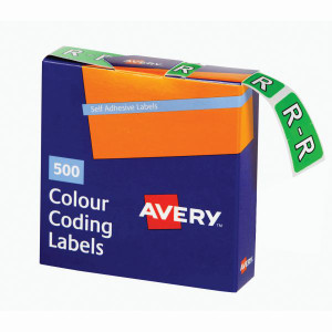 Avery Alphabet Coding Label R Side Tab 25x38mm L Green Pack of 500