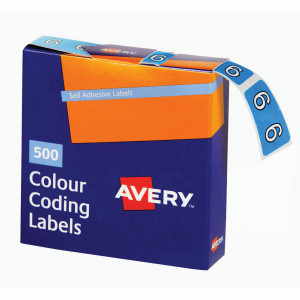 AVERY NUMERIC CODING LABEL 6 SIDE TAB 25X38MM BLUE BOX (Pack of 500)