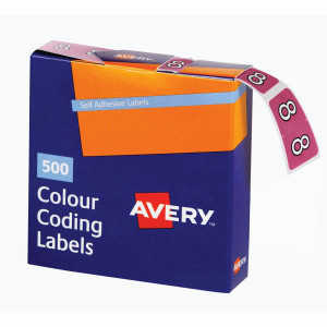 AVERY NUMERIC CODING LABEL 8 SIDE TAB 25X38MM MAUVE BOX (Pack of 500)