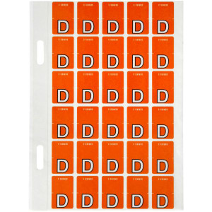 Avery Alphabet Coding Label D Top Tab 20x30mm D Orange Pack of 150