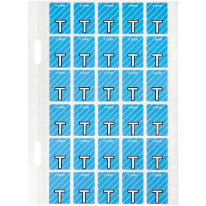Avery Alphabet Coding Label T Side Tab 20x30mm Blue Pack of 150