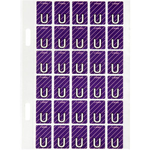 Avery Alphabet Coding Label U Side Tab 20x30mm Purple Pack of 150