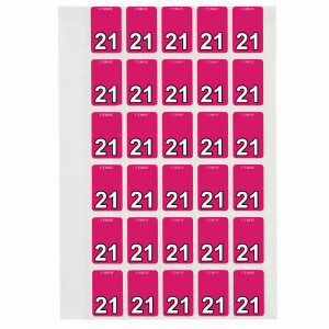 Avery Top Tab 21 Year Code Label 20x30mm Magenta Pack of 150