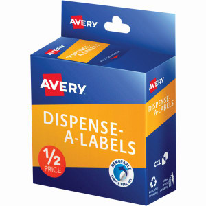 Avery Dispenser Label 24mm 1/2 Price Red Pack of 300