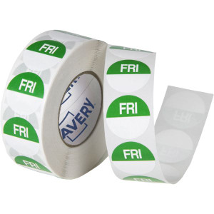 FRIDAY ROUND LABELS GREEN 24MM 1000/ROLL