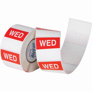 WEDNESDAY SQUARE LABELS RED 40MM 500/ROLL