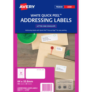 Avery Mailing Labels Laser L7159 64x33.8mm 24UP 960 Labels 40 Sheets