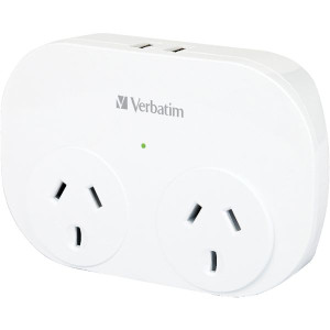 Verbatim 2 USB Surge Protected Double Adapter White