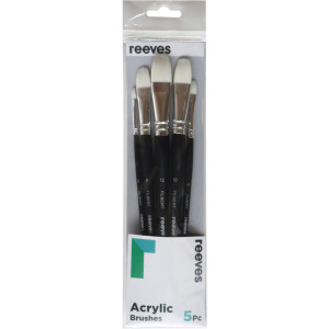 Reeves Acrylic Brushes Short Handle Set of 5 (Filbert 2,4,8,10,12)