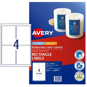 AVERY L7169REV REMOVABLE MULTI-PURPOSE LABELS 99.1 X 139 MM LASER/INKJET REMOVABLE 100 LABELS / 25 SHEETS