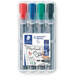 Staedtler 356 Lumocolor Flipchart Marker - Wallet of 4 Assorted Colours