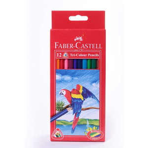 FABER CASTELL TRIGRIP PENCILS COLOUR GRIP TRIANGULAR W DOTS BOX OF 12