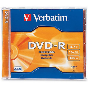 VERBATIM DVD-R 4.7GB JEWEL CASE PACK OF 1