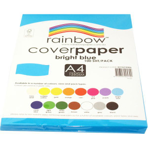 RAINBOW COVER PAPER 125GSM A4 Bright Blue PK100