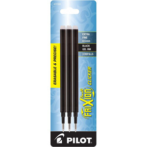 PILOT FRIXION BALL GEL REFILLS ExtraFine .5mm Black Pkt3