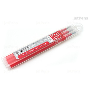 PILOT FRIXION BALL GEL REFILLS ExtraFine .5mm Red Pkt3