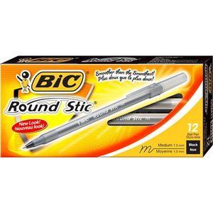 BIC ROUND STIC BALLPOINT BLACK BX12