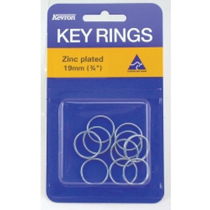 KEY RINGS KEVRON 19MM ZINC PLATED (Pack of 10)