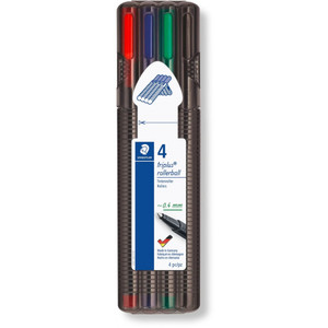 STAEDTLER TRIPLUS ROLLERBALL 0.4mm Wallet of 4 Assorted