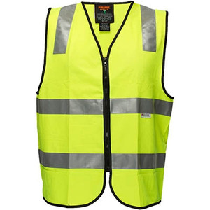 PRIME MOVER MZ102 HI VIS VEST YELLOW ZIPPER CLOSURE 3M TAPE LARGE