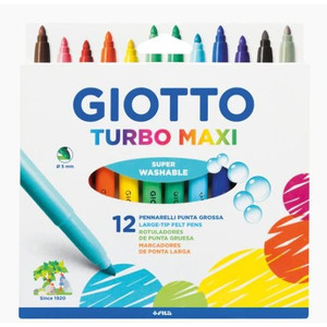 Giotto Turbo Maxi Markers Assorted Colours Box of 12