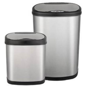 Waste Bin Stainless Steel Hands Free Combo Pack 50 Litre and 12 Litre