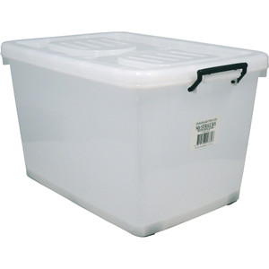 ITALPLAST STORAGE BOX WITH LID & ROLLERS 94 Litre L660xW390xH445mm